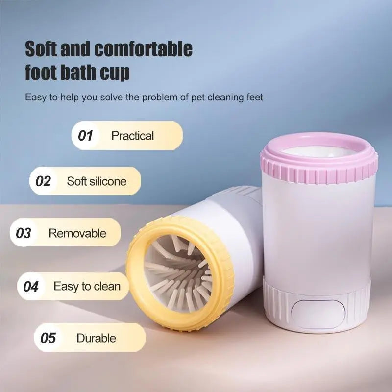 Soft and comfortable paw cleaner cup for dogs benefits with practical, soft silicone, removable, easy to clean, and durable design
