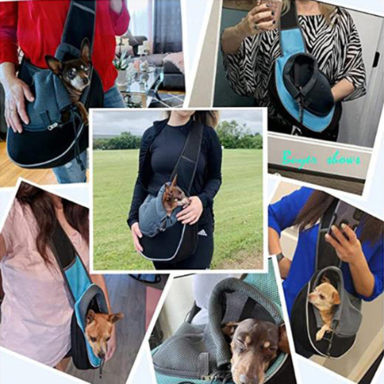 Collage of people using pet carriers with small dogs in various settings.
