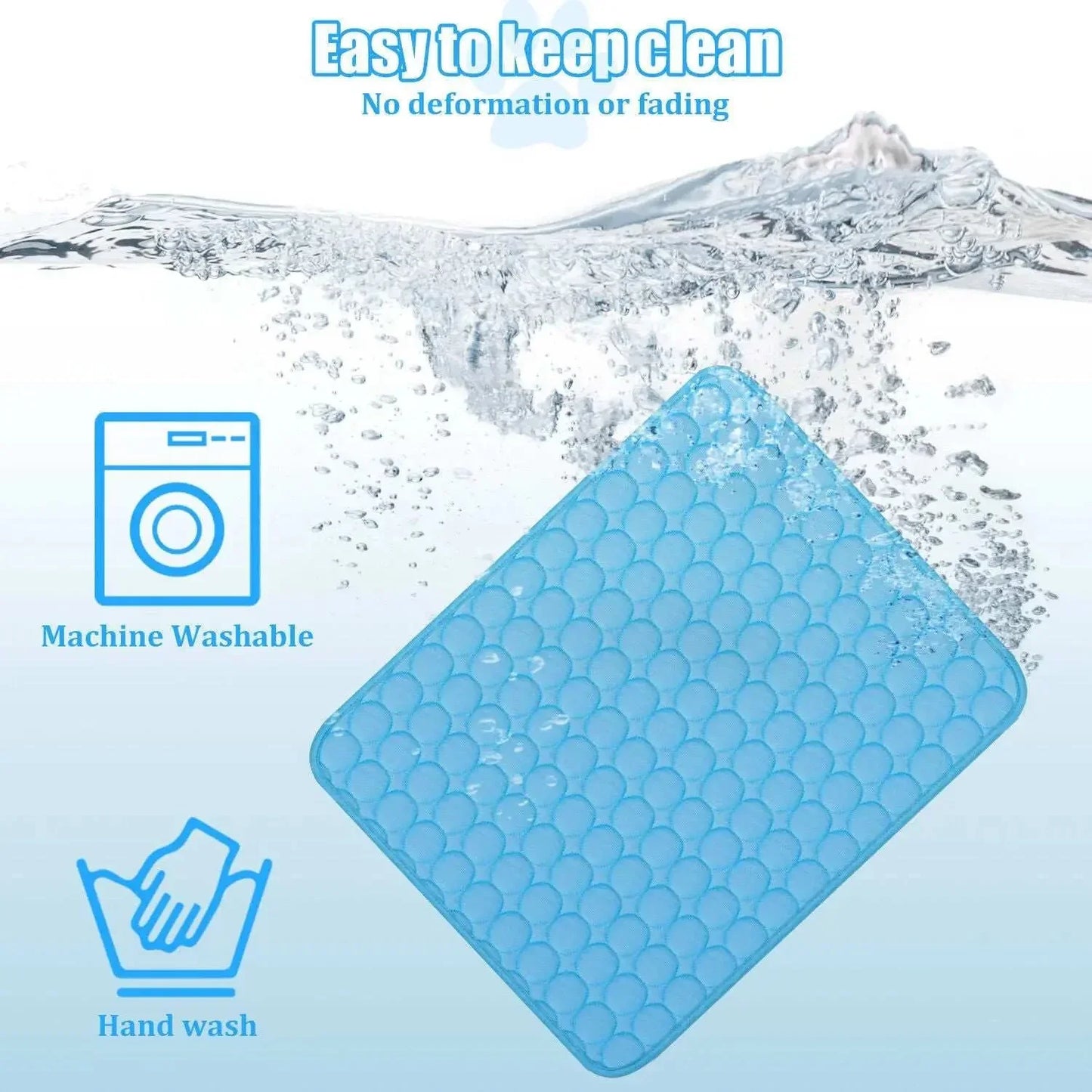 Pawssiblypets blue dog cooling mat with bubble texture, easy to clean, machine washable and hand washable