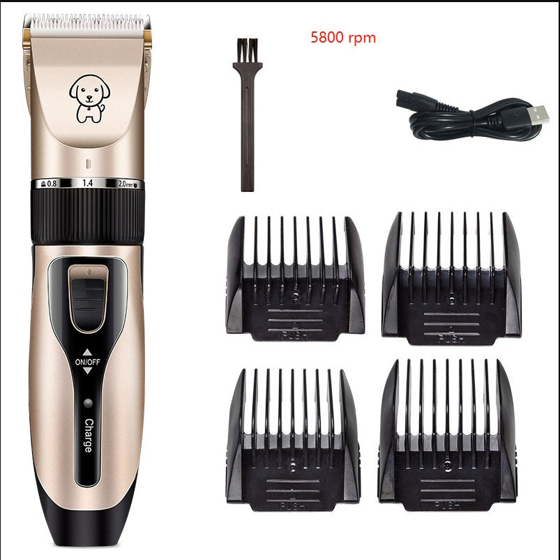 Pawssiblypets low noise pet shaver with adjustable blades, four comb attachments, cleaning brush, and USB charging cable