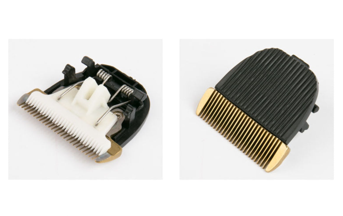 Pawssiblypets low noise pet shaver replacement blades with gold and white trimming edges