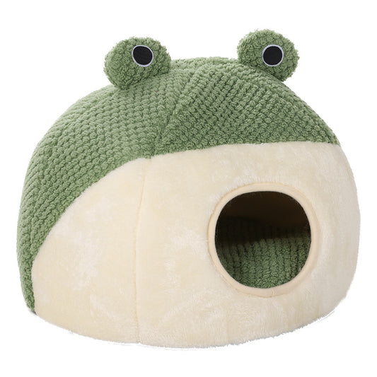 Pet Cat Dog Nest Little Frog Series Warm Plush Mat Autumn Winter Pet House Full Package Nest For Small Cats Dogs Within 5KG Pawssibly Pets
