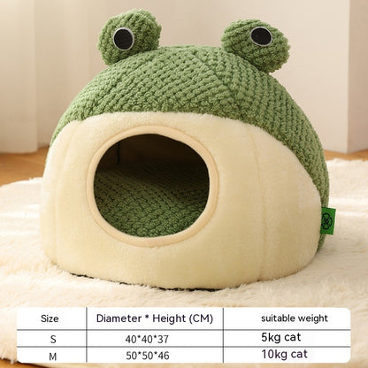 A frog-like Plush cat bed with a diametre
