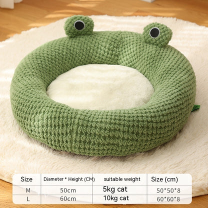 A Plush cat bed opened in round shape 
