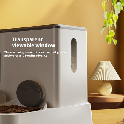 Pawssiblypets automatic cat feeder with transparent viewable window showing food level