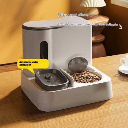 Pawssiblypets automatic cat feeder with water circulation and dry food compartment in beige design