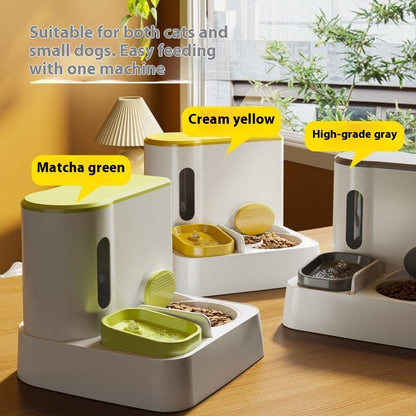 Pawssiblypets automatic cat feeder in matcha green cream yellow and high-grade gray colors for cats and small dogs