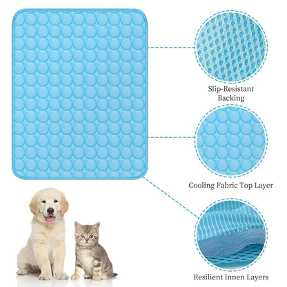Pawssiblypets dog cooling mat with slip-resistant backing and cooling fabric top layer for pet comfort