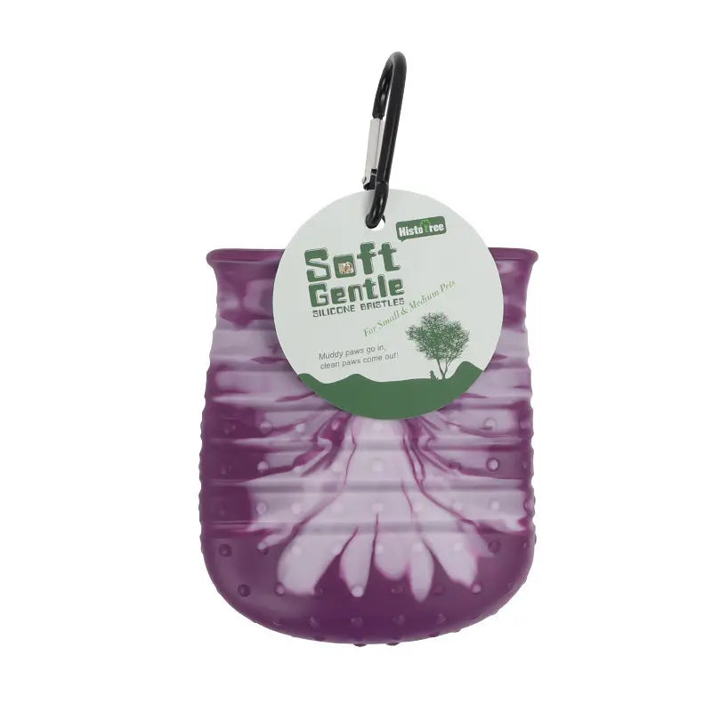 Pawssibly Pets soft gentle dog paw cleaner with silicone bristles in purple for mud and dirt removal