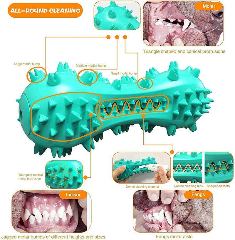 Pawssiblypets durable dog chew toys in blue with spiked texture for all-round dental cleaning