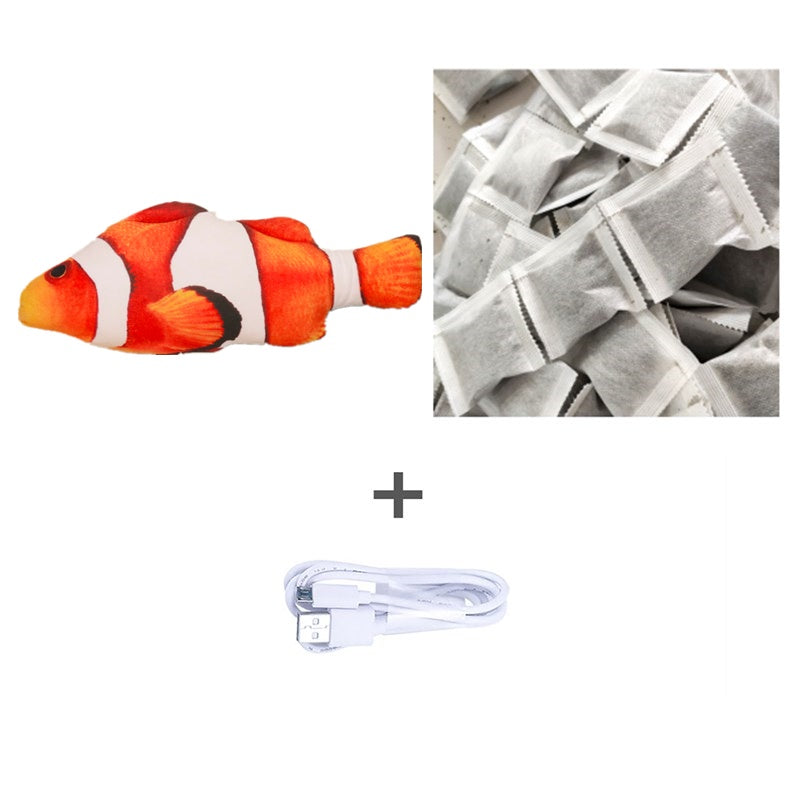 Pawssibly Pets electric fish toy for cats with rechargeable USB cable and replacement catnip pouches
