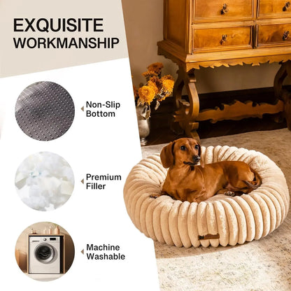 Pawssibly Pets donut cat bed with non-slip bottom premium filler and machine washable design