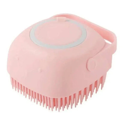 Pawssibly Pets pink silicone dog bath brush with soft flexible bristles for gentle grooming