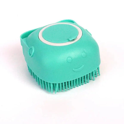 Pawssibly Pets turquoise silicone dog bath brush with soft flexible bristles for gentle pet grooming
