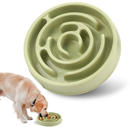 Pawssiblypets slow feeder dog bowl in green with maze design to slow down dog's eating