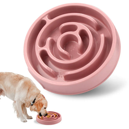 Pawssiblypets pink slow feeder dog bowl with maze design to slow down eating for dogs