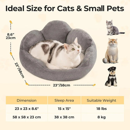 Washable small pet bed in gray with ideal size for cats and small pets by Pawssiblypets